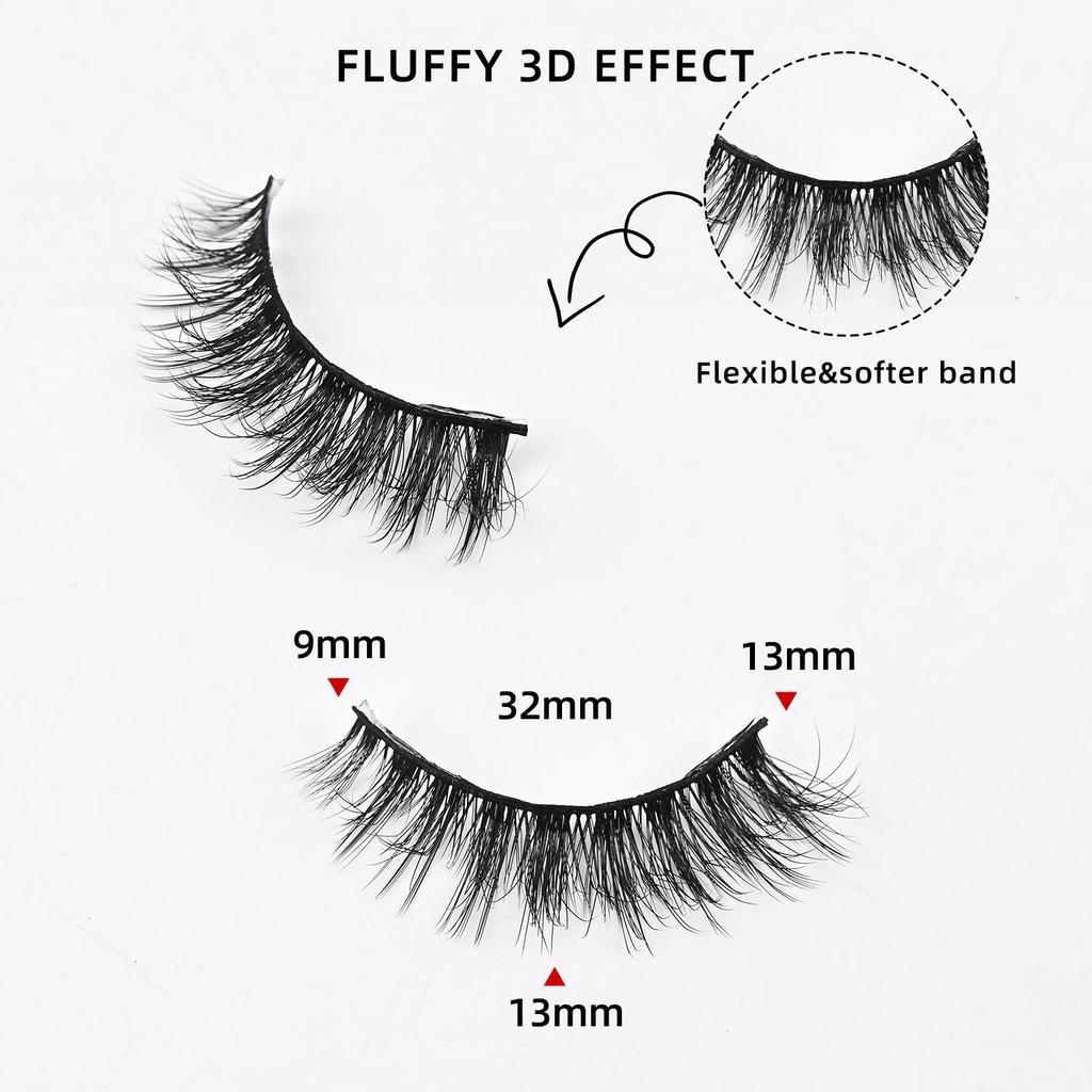 10 Paar Dicke Falsche Wimpern Dreidimensional Geschwungen Flauschig Hörnchenförmige Katzenaugen-Wimpern 2026