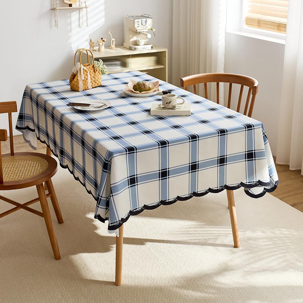 Plaid Series Dining Table Cloth Washable Waterproof Dining Table Mat Simple Special-Shaped Tablecloth Dustproof Coffee Table Cloth Covering Cloth