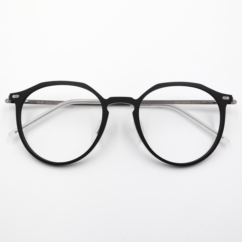 Alloaiweeo [The Air] Al5212 0910M Ultra-Light Semi-Oversized Crown Panto Eyeglass Frame Blue Light Lens Selection