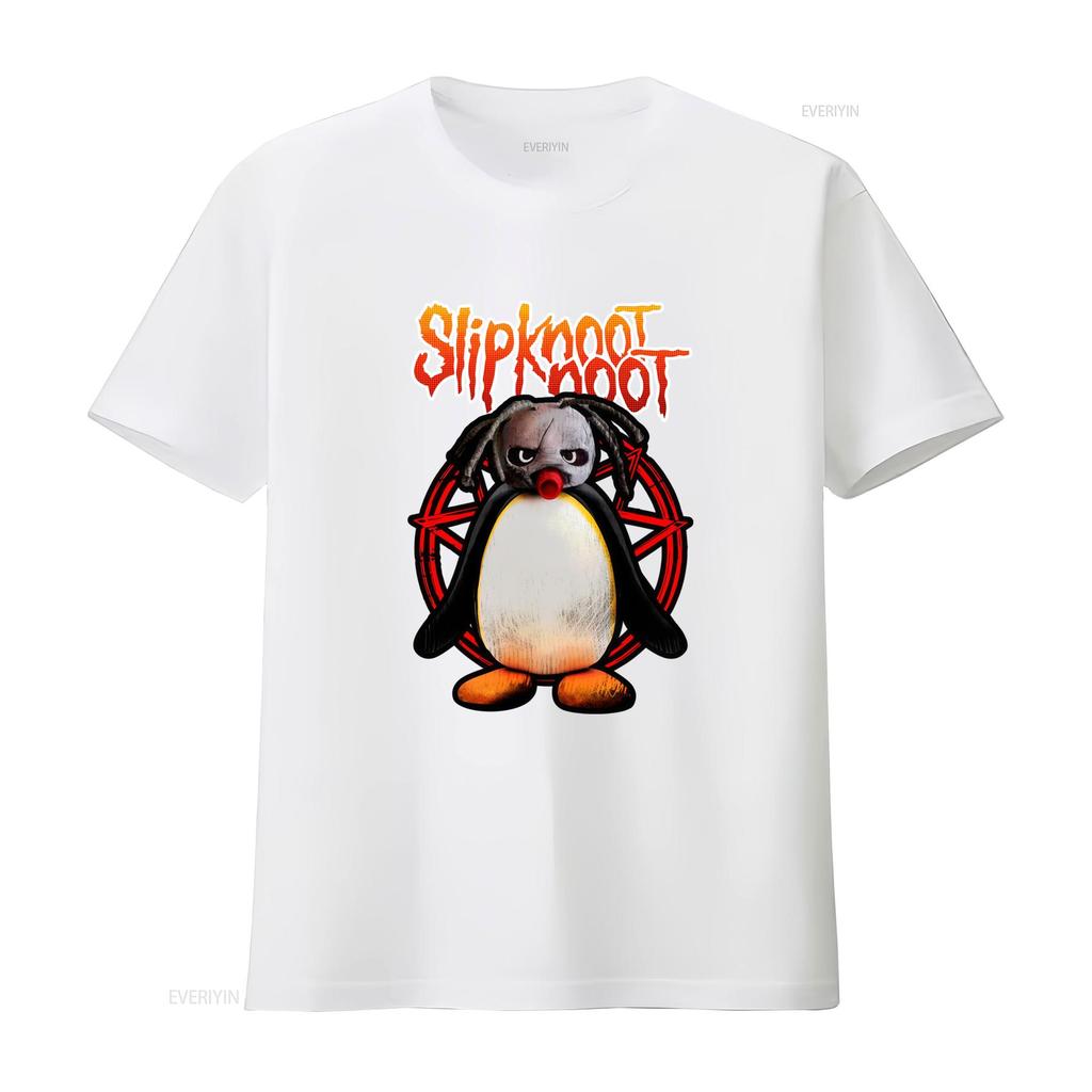 Slipknoot Noot Pingu Mens T Shirt Novelty Round Collar with Design vintage Washed fashion Casual designer clothes streetwear