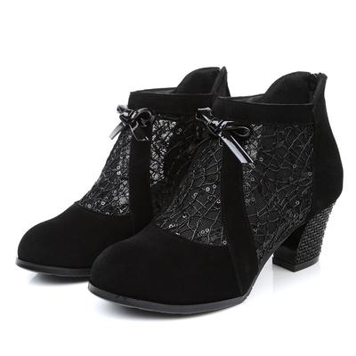 GKTINOO Sandales en Gaze à Strass Été Nouvelles Bottes en Maille Chaussures pour Femmes en Cuir Véritable Bottes Creuses Grande Taille 40-42