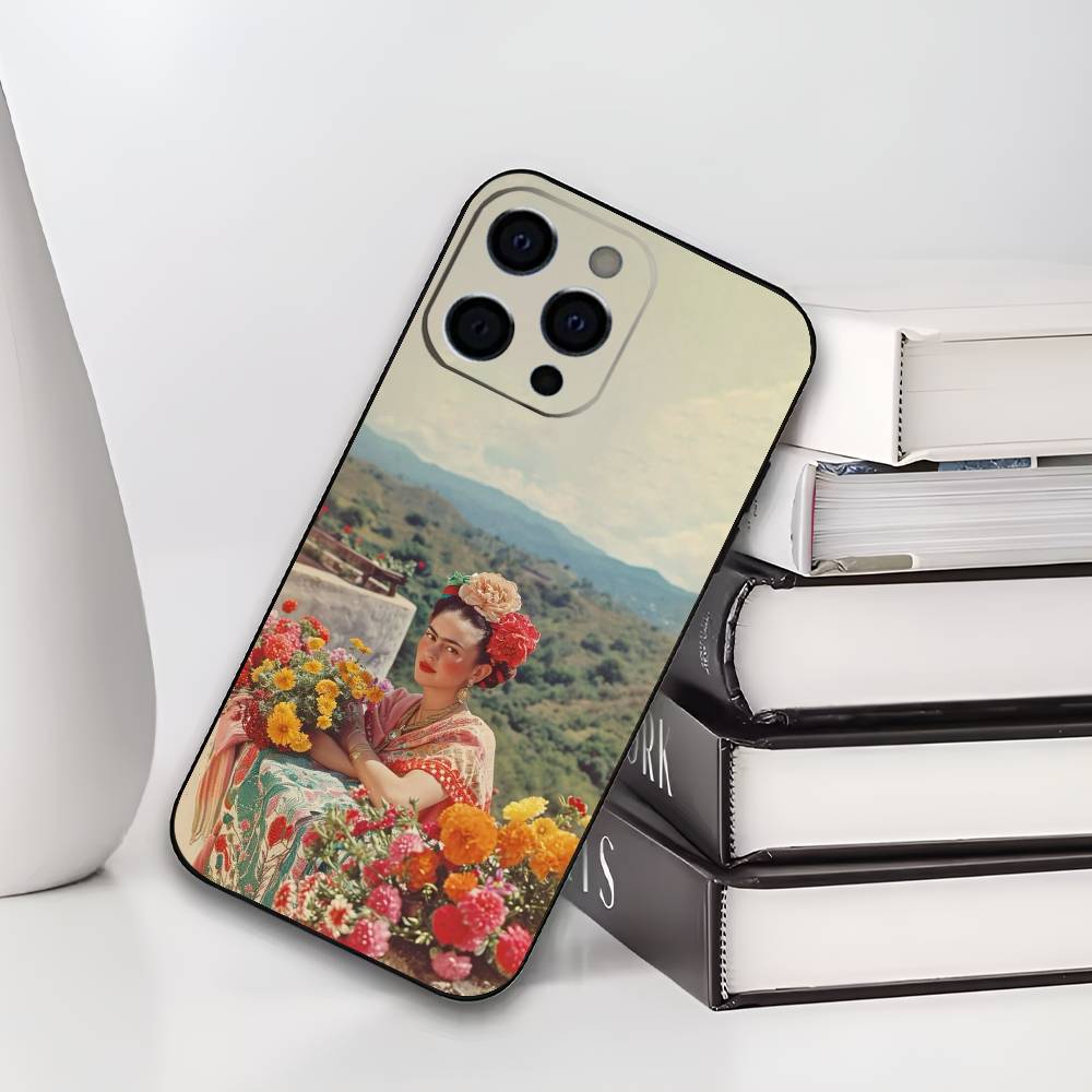 

Art Frida Kahlo Phone Case For iPhone 17,16,15,14,13,12,11 Plus,Pro Max,XS,Soft Silicone Black Cover iPhone14