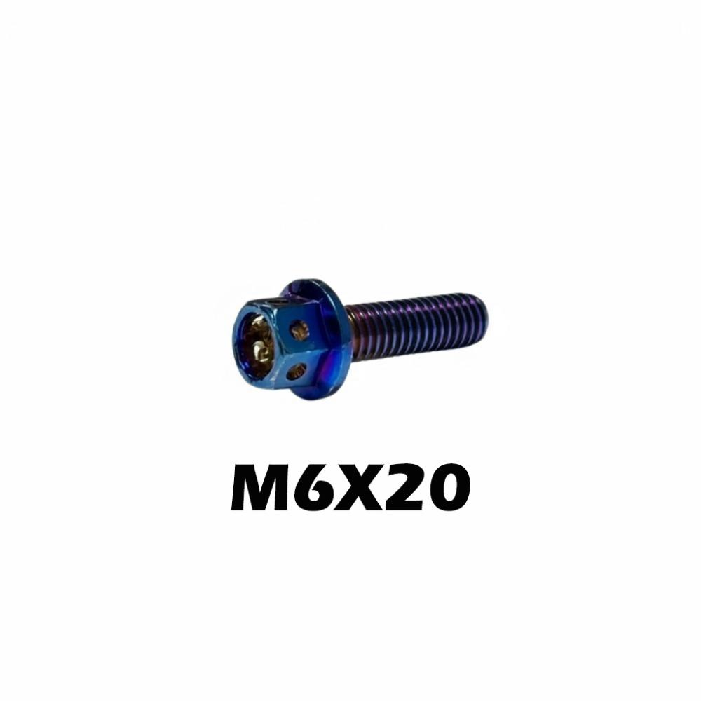 High Quality M6 Titanium Bolt With Drilled Holes Blue Hex Head Screws 10/15/20/25/30/35/40/45/50/60 Titanium Screws Motorcycle