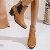 Suede Chunky Women Ankle Boots Pointed Toe Retro Mid Heels Shoes 2025 Trend Winter Classic Pumps Goth Chelsea Botas De Mujer