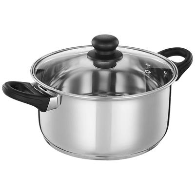 Stainless Steel Induction Bottom Dutch Oven with Glass Lid (24cm, 5 Litres)