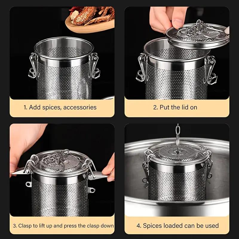 Stainless Steel Brine Cage Seasoning Fine Mesh Tea Strainer Brine Stew Supplies Filter Seasoning Bag Spice Box