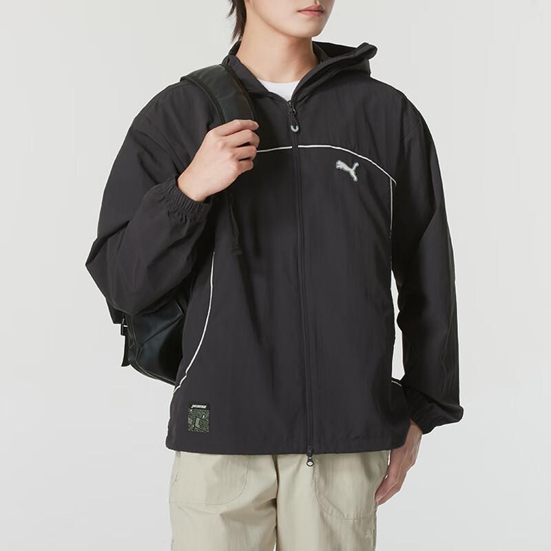 Puma Logo Outdoor Neformální Sportovní Zapínací Mikina s Kapucí Běžecká Prodyšná Bunda Pánská Bunda Černá 628484-69