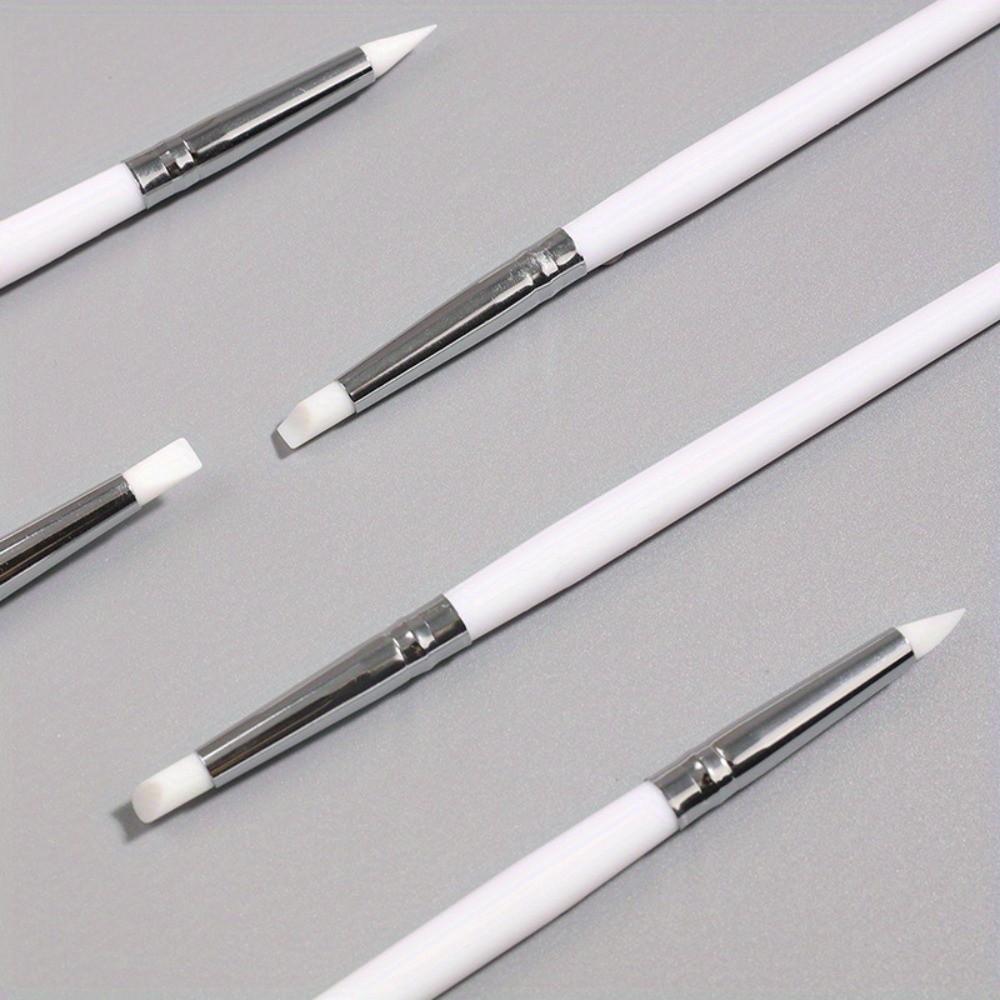 5Pcs Small Head Silicone Nail Brush 3D Modeling Silicone Nail Art Pen Polish Tip Nail Art