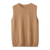 Neck Women Round Vest Knitted Pullover Sleeveless Shoulders Wool Solid Colour Inner Waistcoat Bottoming Shirt
