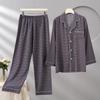 Men's Cotton Silk Long Sleeve Pajama Set, Plus Size, Cardigan, Wear Outdoors, Internet Trend, Pure Cotton, Simple & Comfortable Homewear