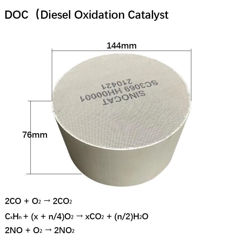 144*76mm Diesel Catalyst DOC Diesel Oxidation Catalyst Diesel Oxidation Catalyst 400cspi Honeycomb Ceramic Catalytic Inner Core 144-76mm