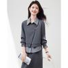 Women's Spliced Faux Two-Piece Long-Sleeve Sweatshirt