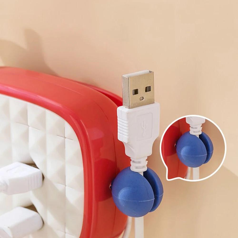 New Cartoon Cute Wall-mounted Socket Wire Storage Rack Organizer Wire Box Plug-in Shield Box Desktop Office Storage Supplies