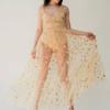 Bling Bling Dress Star Lace Spaghetti Straps Summer Tulle Dress Women Cover Up V-Neck Sling Dress