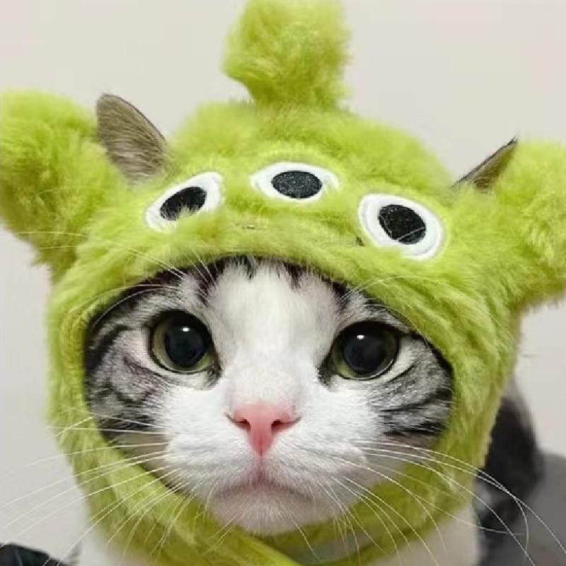 Cat Cute Cartoon Decorative Funny Cat Headwear Cat Dog Hat Headgear Pet Cute Funny Artifact Warm Plush Pet Hat Pet Photo Props