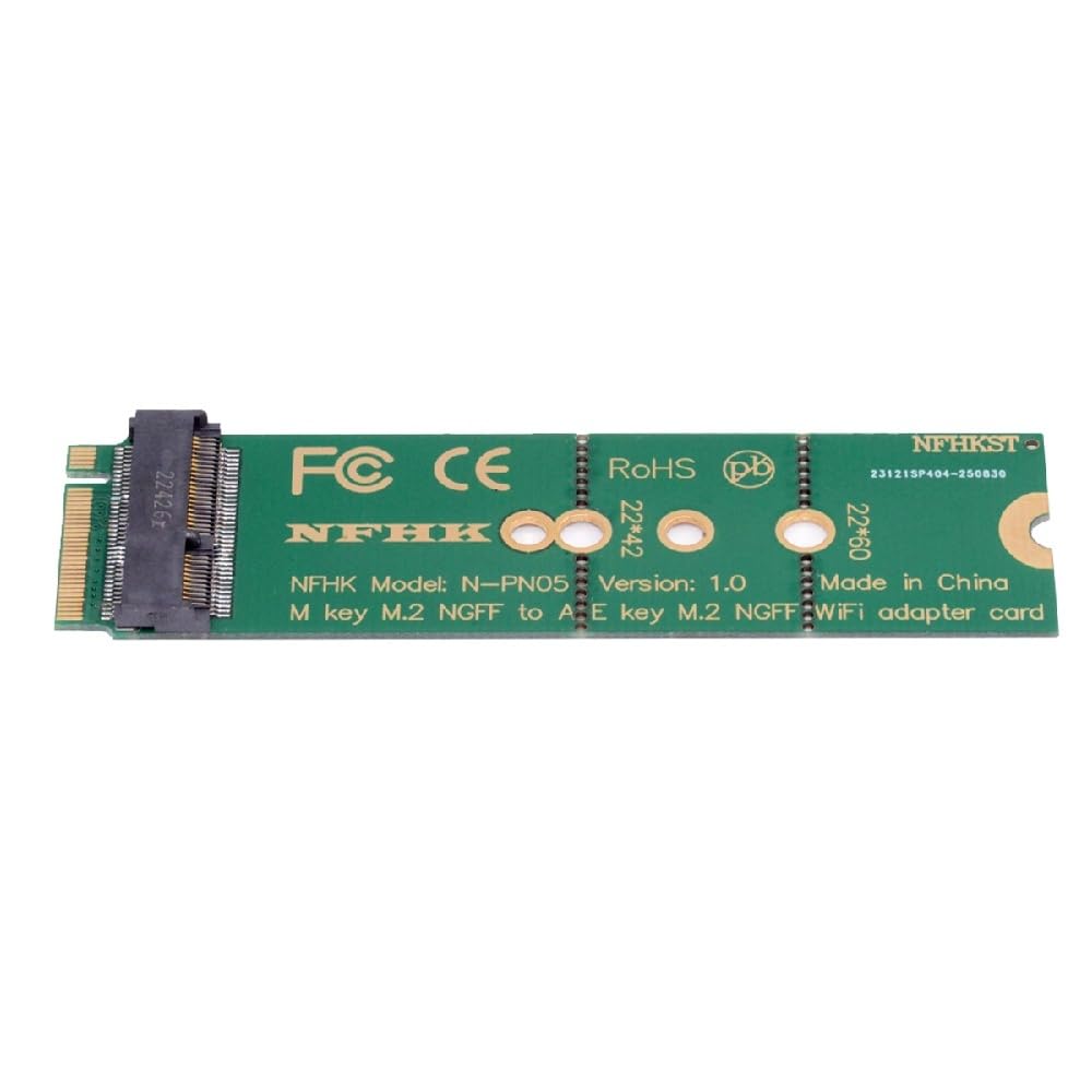 cablecc WiFi Riser Card NGFF Key-E Wireless Network Card - M.2 NGFF Key-M NVMe SSD Adapter WiFi 6 WiFi 7 Compatible