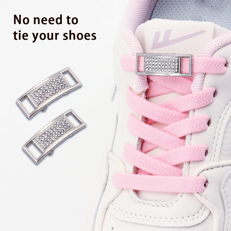 Silver Diamond Lock Shoelaces without ties Flat Shoelace for Shoes accessories Elastic Laces Sneakers Tennis No Tie Shoe laces