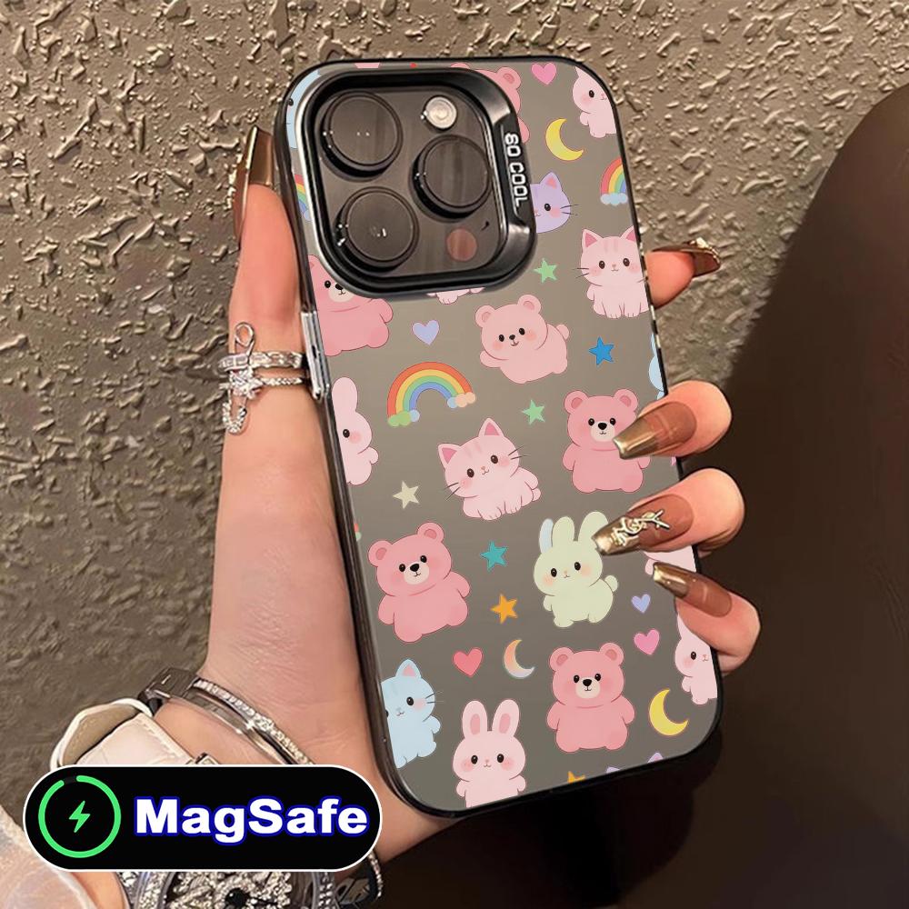 

Cute Animes Puppy Kitten Translucent MagSafe Mobile Phone Case for iPhone 17 16 15 14 13 12 11 Air Pro Max Plus Colorful Cover iPhone 11