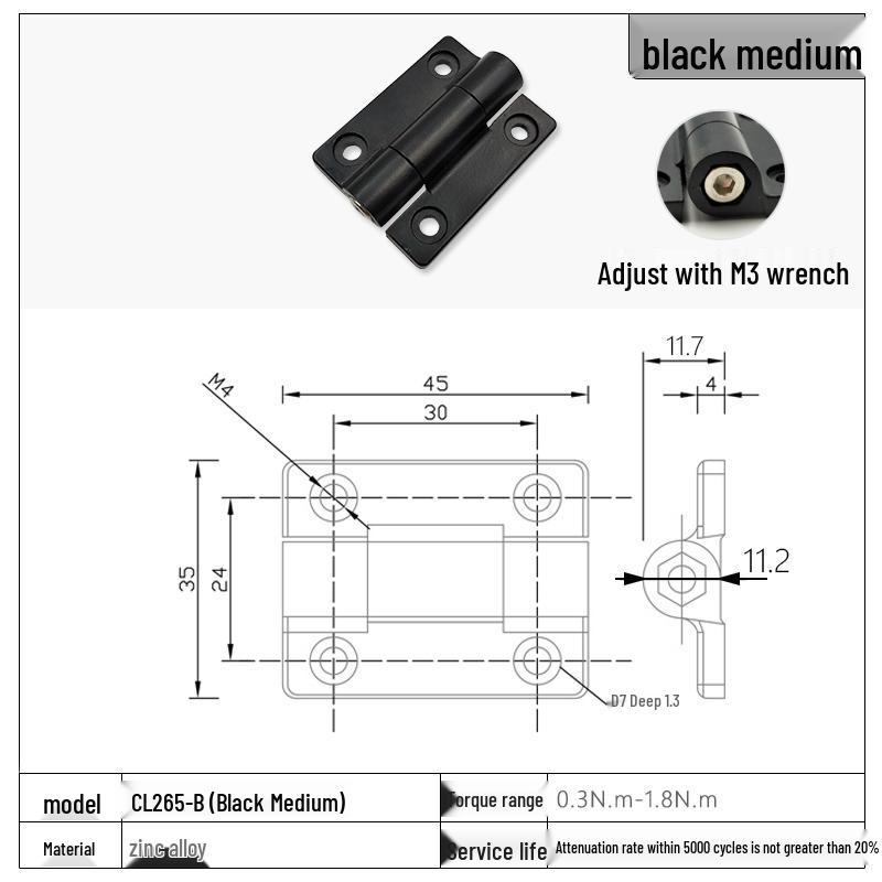 Stainless Steel Adjustable Torque Damping Hinge with Positioning Stop