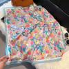 70x70cm Lightweight Cotton Silk Square Scarf With Boho Floral Print Breathable Neck Wrap Women