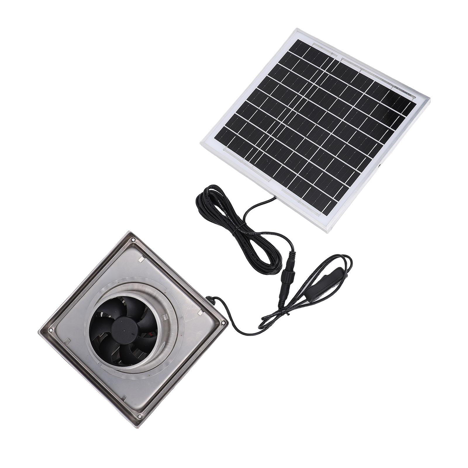 

Комплект вентилятора на солнечной панели Нержавеющая сталь Козырек от дождя Вытяжной вентилятор Солнечная панель 8 Вт для кухни Теплицы Домика для питомцев Курятника