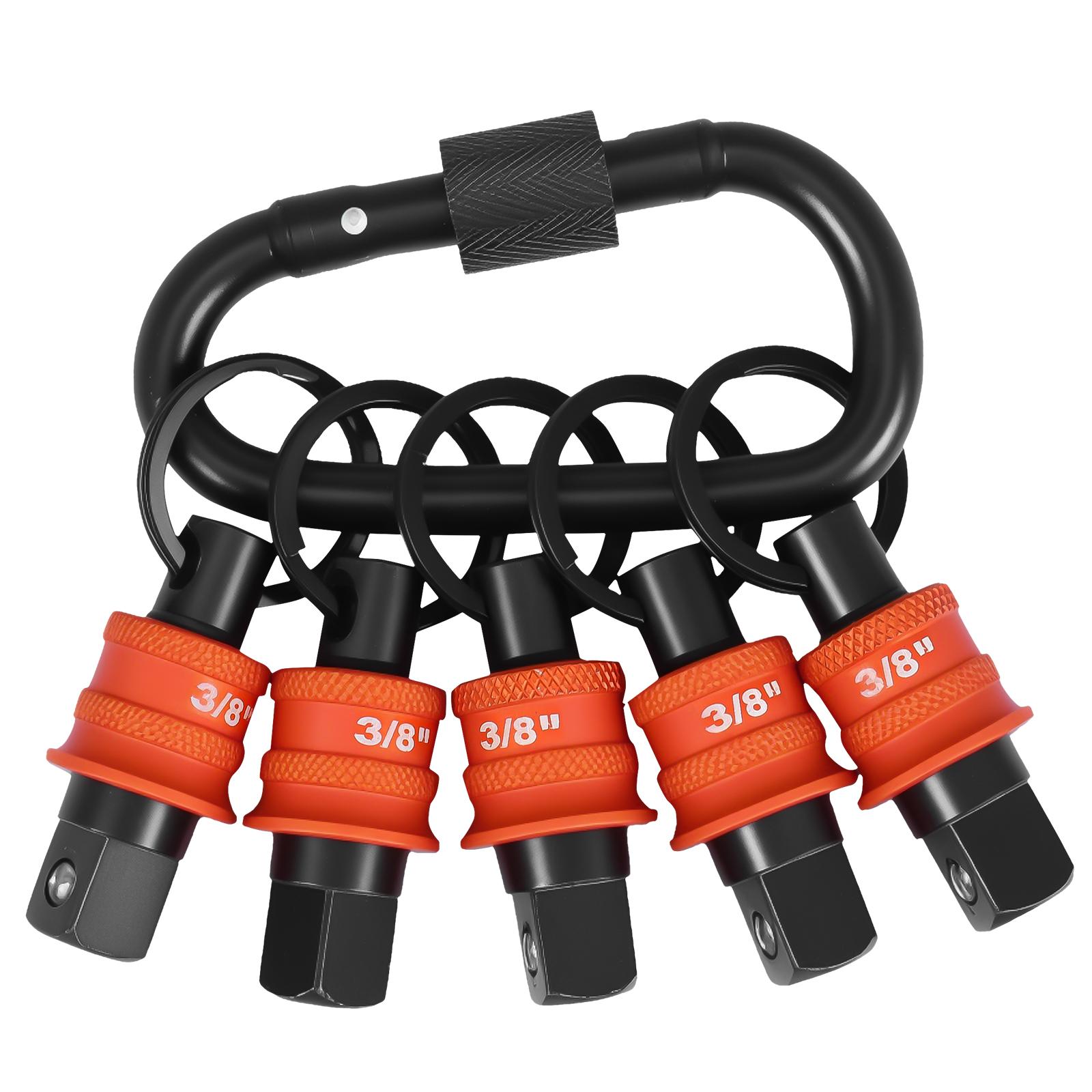 

5 Pcs Socket Adapter Holder Keychain 3/8 1/2 Square Screwdriver Head Quick Change Conversion Rod Hand-held Holders Set