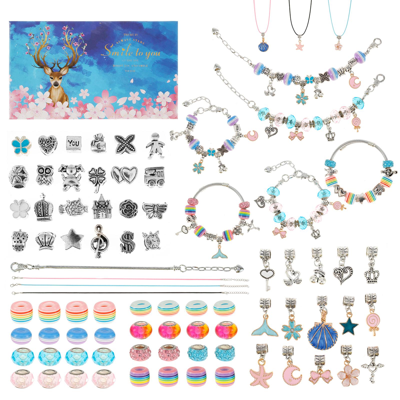 

78Pcs Bracelet Making Kit Charm Jewelry Making Kit Kids Toys DIY Bracelet Making Craft Set Colorful DIY Necklace Kit Jewelry