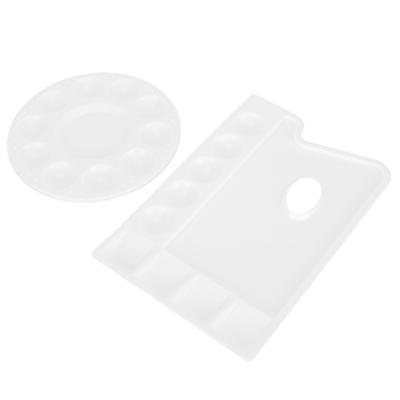 2pcs Paint Tray Palettes Circular Rectangle Plastic Painting Palettes for DIY Art