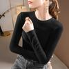 Double Sided German Velvet Base Shirt for Women's Autumn and Winter Basic Round Neck Brushed Long Sleeved Warm Inner Elastic Top
