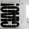 Ins Style Bathroom Soft Cloth Shower Curtain Abstract Geometric Pattern Design Waterproof Bathroom Door Curtain Decoration