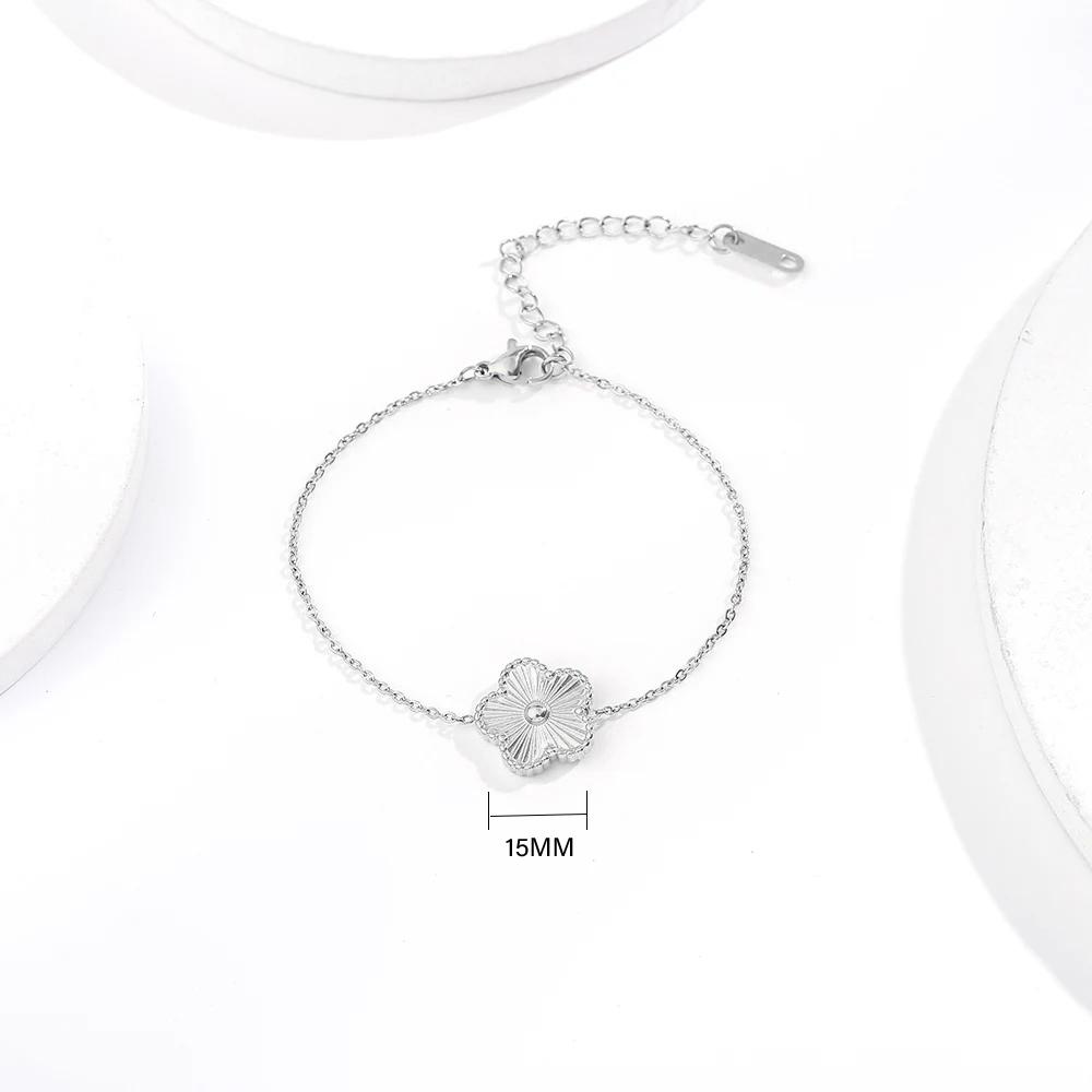 ALTERA Stainless Steel Hot Selling Gold Plated Clover Charm Bracelet Luxury Five Leaf Flower Bracelets Jewelry For Women Gift