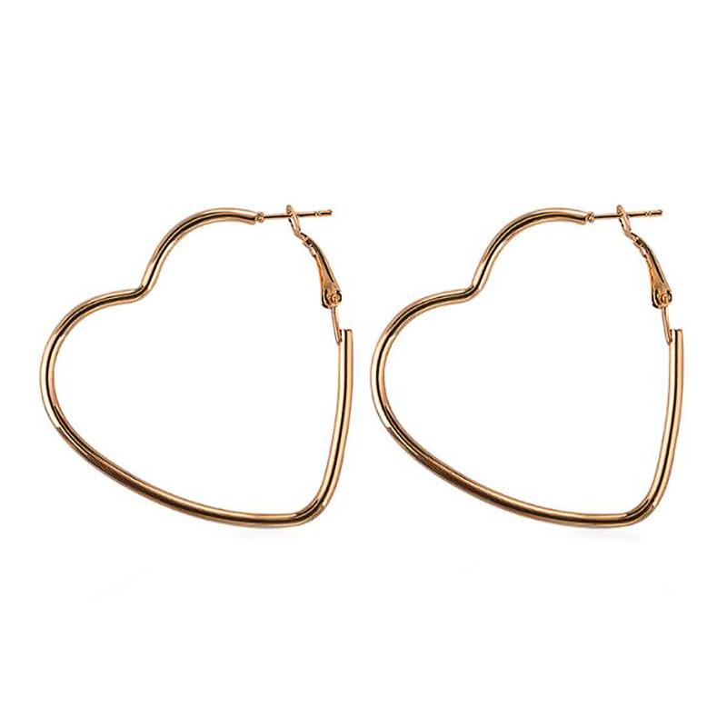 

European Exaggerated Heart Hoop Earrings for Women Gold Color Metal Hollow LOVE Hearts Loop Earrings aretes de mujer 2024