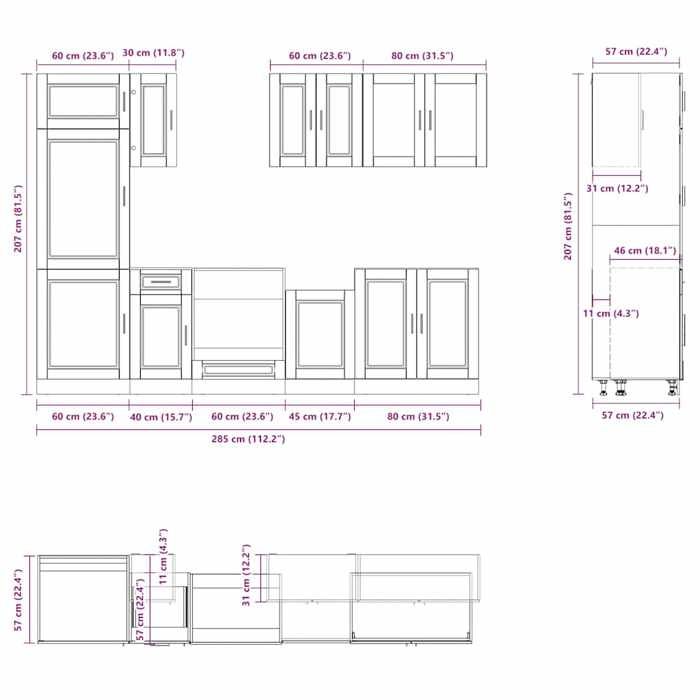 VidaXL Set of 8 "Porto" Kitchen Furniture In White Engineered Wood 3314811