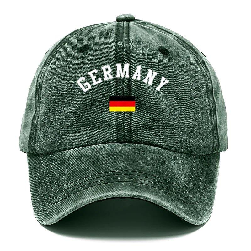 Vintage Washed Baseball Cap Featuring The Design EleUnisexts of GERUnisexY And The GerUnisex Flag  a Unisex Worn Cap That Is Lightweig