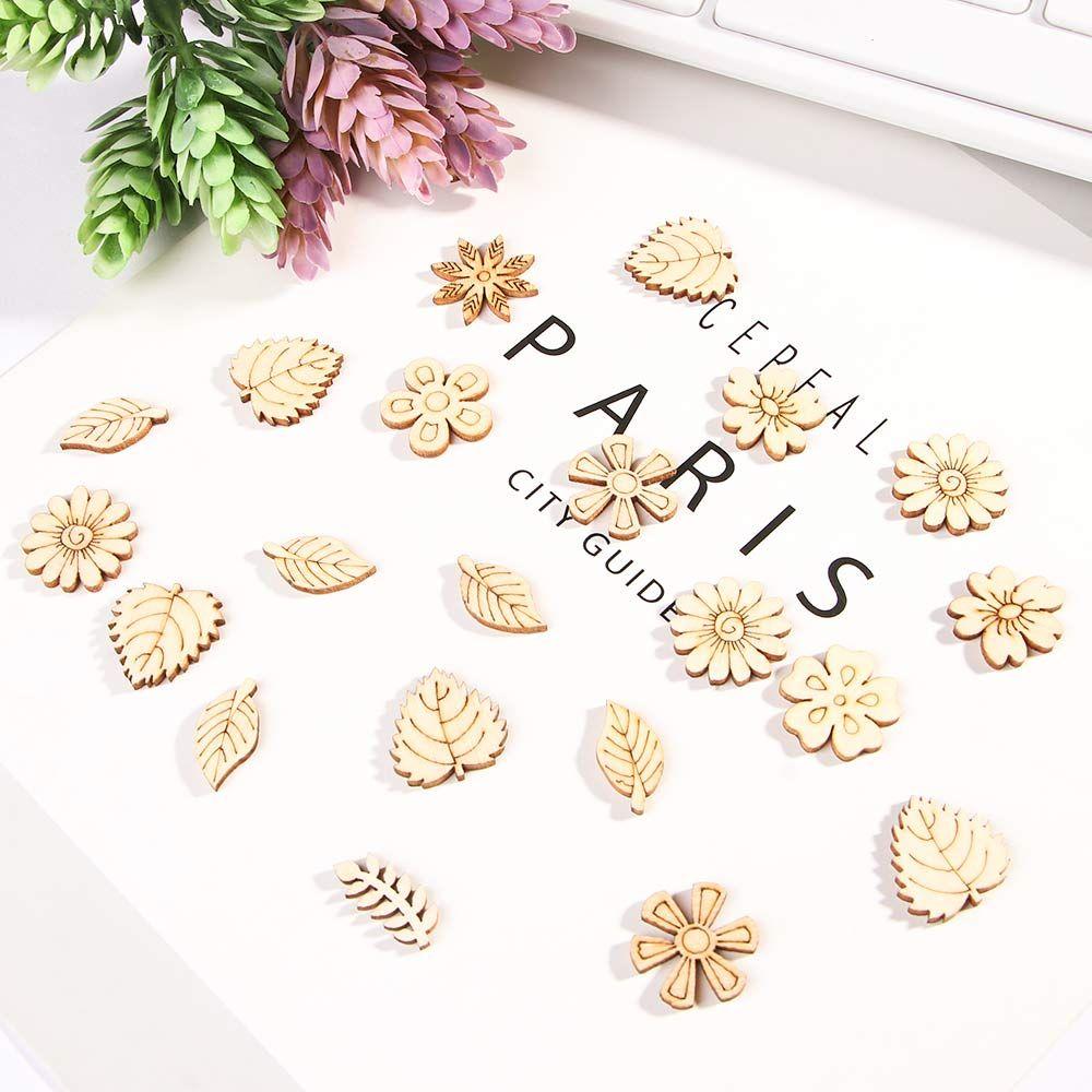 Mixed Pattern 100pcs Natural Paint  Gift DIY Scrapbooking Embellishments Wooden Decoration Doodle Educational  Wood Slice