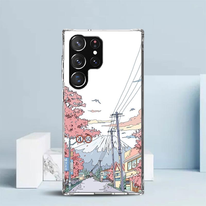 Anime Aesthetic Scenery Phone Case For Samsung Galaxy S24 S25 Edge S26 Ultra S22 S23 Plus S21 + S20 FE Soft TPU Back Cover Galax
