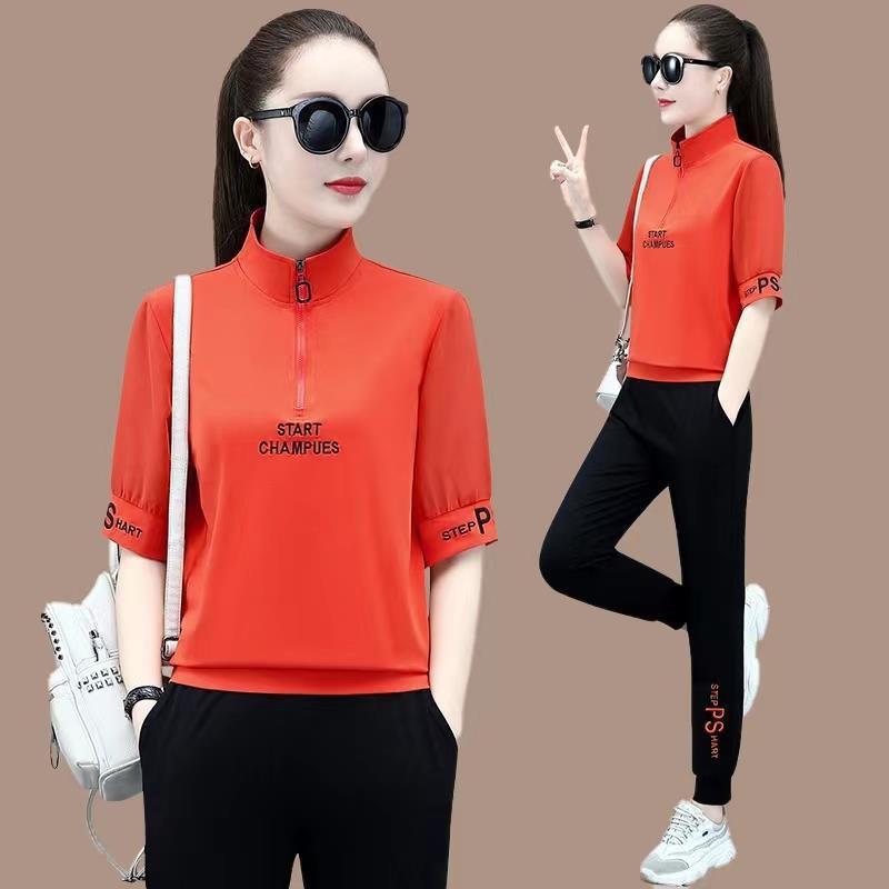 Suit Women's Summer Korean Style Fashion Short-sleeved Running Suit Women's Casual Two-piece Set Thin Section