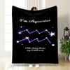 Glowing Aquarius Constellation with Purple Highlights and Text On Starry Sky. for All Seasons Blanket Lunch Break Throw Gift