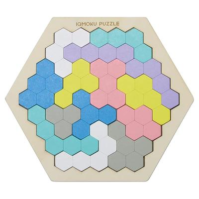 Devica Training Puzzle Ikumoku Educational Puzzle, Hexagonal, 14 Pieces, Wooden, 113018