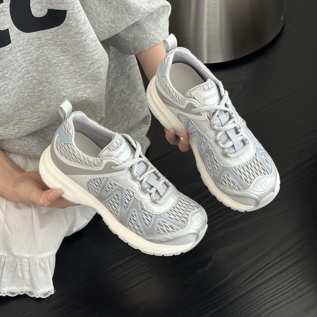 2025 popular thick-soled heightening little white shoes women's summer hollow breathable fashion versatile sports and leisure board shoes with skirts