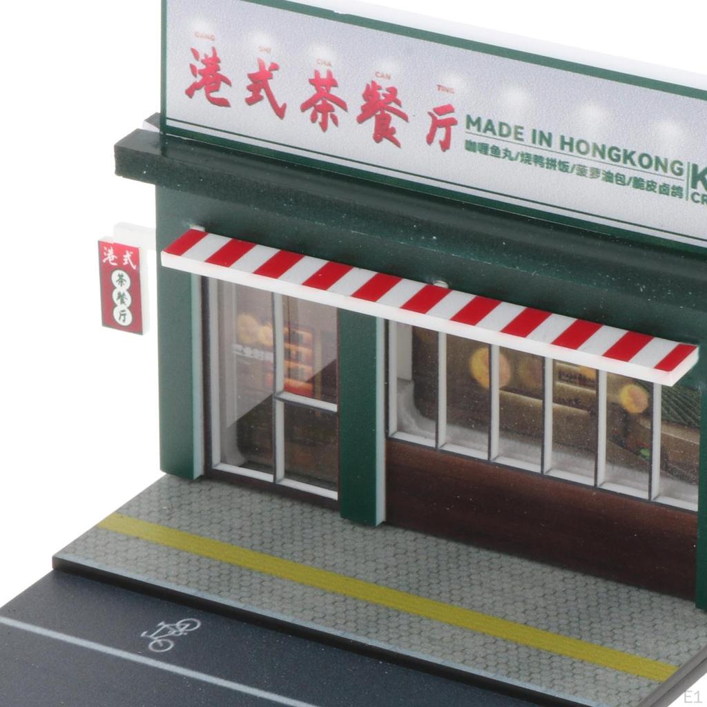 1/64 Model Car Diorama Arrangement with Lighted Street Scene for Home Decor