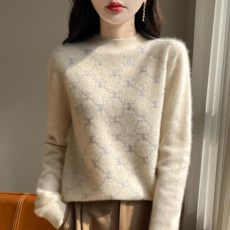 Women's Cashmere Sweater Qinghe Cashmere 30% Cashmere 70% Wool Autumn and Winter Pullover Warm and Fashionable