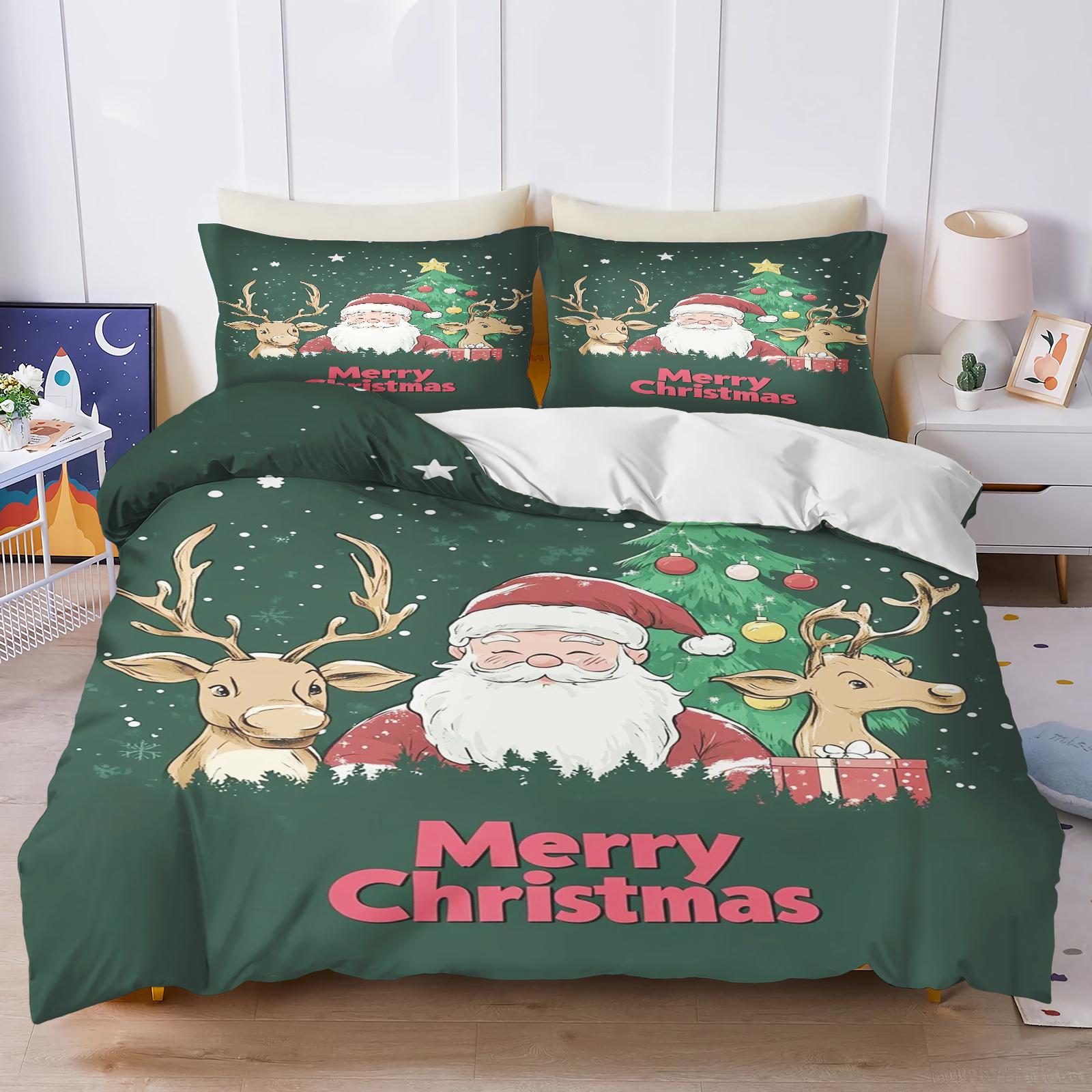 

Пряничный человечек Дед Мороз Рождественская елка Олень Аниме Печатное постельное белье Пододеяльник Queen Хлопок Милый Мультяшный Покрывало 135x200cm