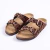 Fashion Litfun Classic Women's Sandals Casual Cork Footbed Flat Bottom Slippers Open Toe Leopard Designed Slides With Adjustable Buckle