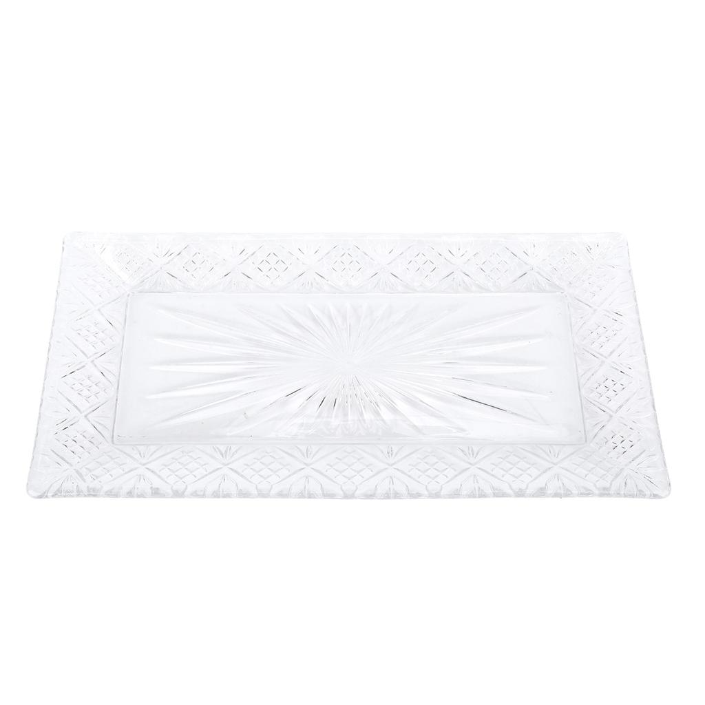 Serving Tray Rectangle Glass Platter Elegant Ample Capacity Stable Pattern Serving Dish for Dinner P