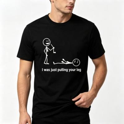 Pure Cotton Unisexs Tee Minimal Black Stick Unisex Pull Leg Funny Slogan Design Sarcastic Humor Graphic Casual Crew Neck Tshirt