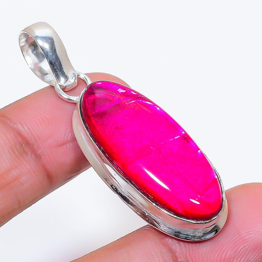 Natural Pink Triplet Opal 925 Sterling Silver Jewelry Pendant 1.97" AP-16545