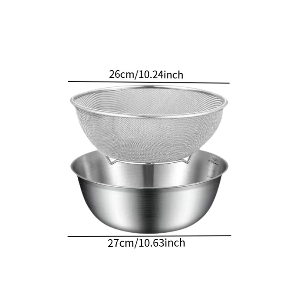 Stainless Steel Colander Basket with Basin Fine Mesh Strainer and Food Strainers Set