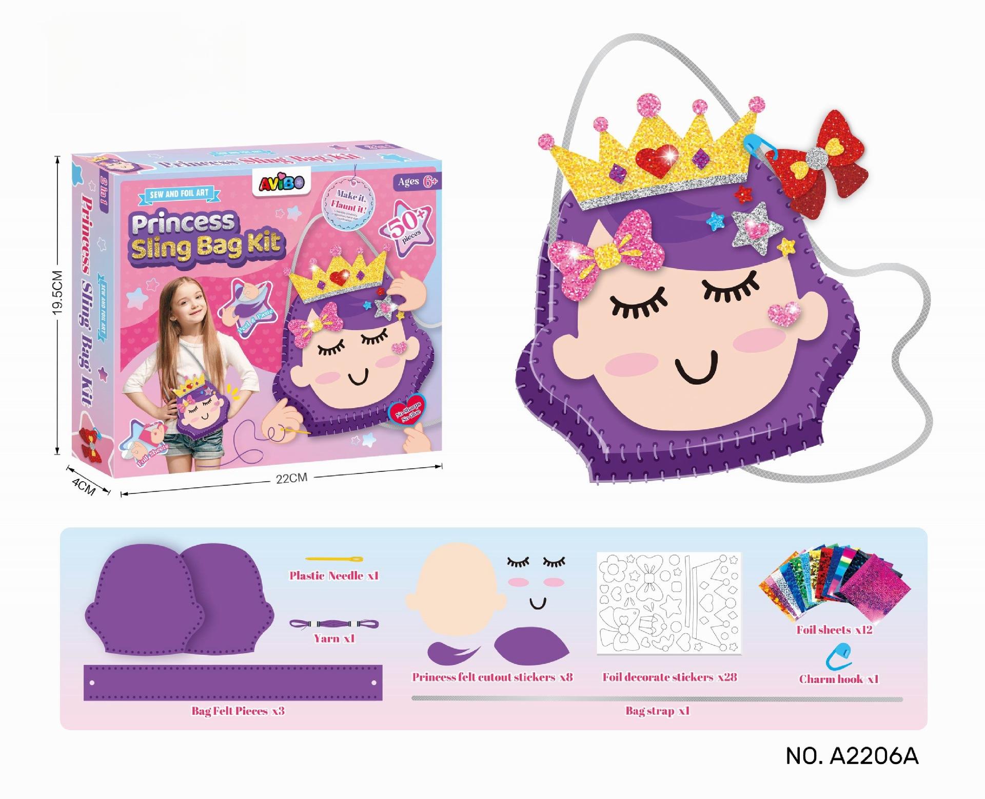 Craft Kit Princess Sling Bag Fun Mess Free Arts & Craft Kit for Kids Design Your Own Magical DIY Craft Bag Birthday Gift