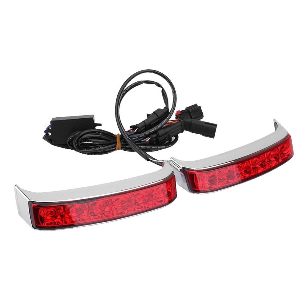 Rear LED Brake Turn Signal Tail Lights for Harley Touring Road King Street Glide 2014-2024, Motorcycle Saddlebag Running Lamps Accent Lights Chrome